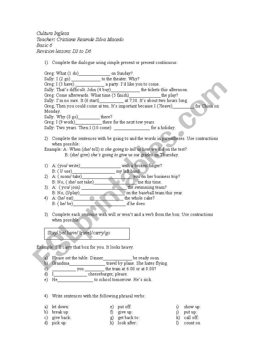 Grammar review for pre intermediate