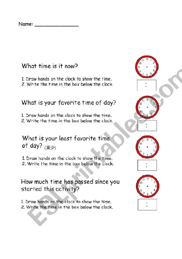 Telling time worksheet