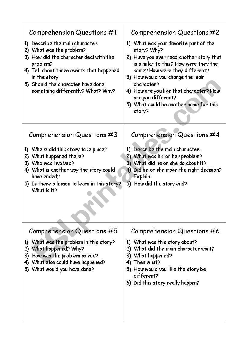 Comprehension Questio worksheet