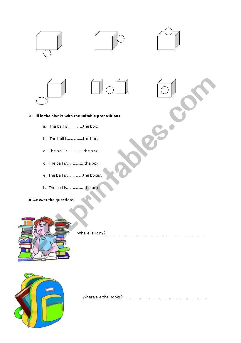 Prepositions of place worksheet