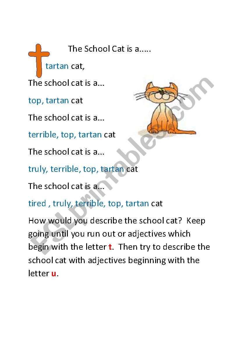 The School Cat Part Four worksheet