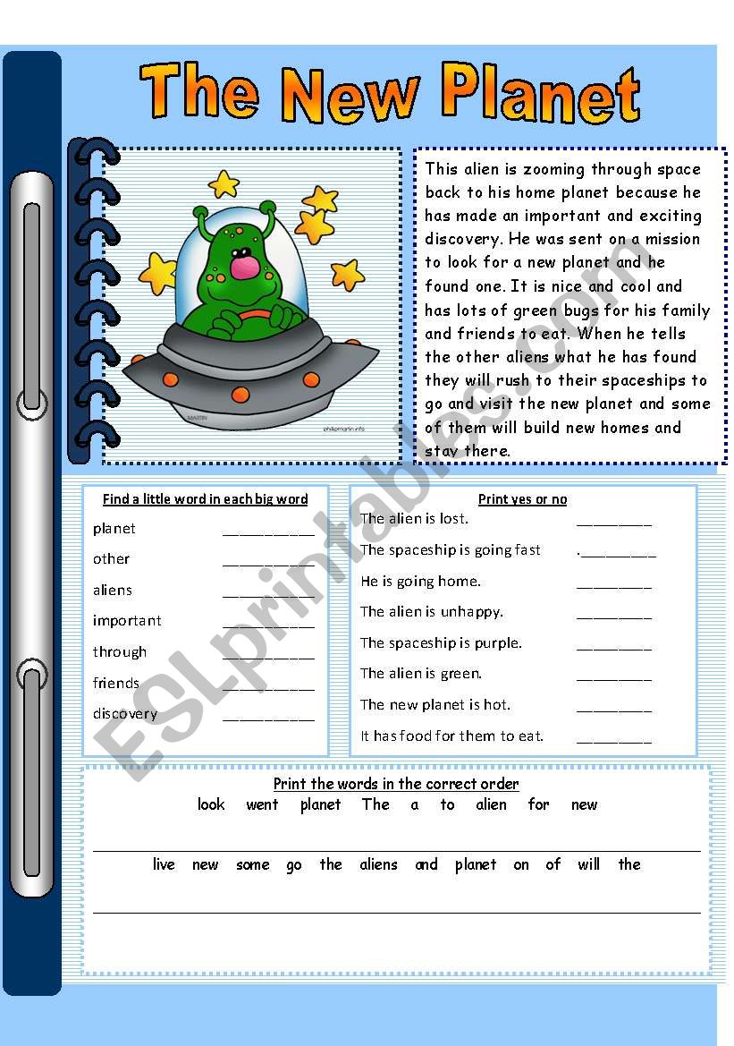 The New Planet worksheet