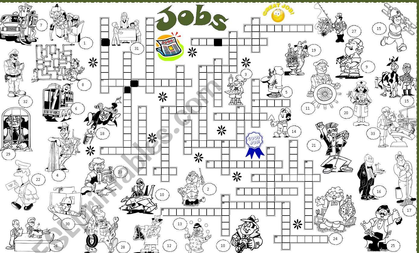 jobs crossword worksheet