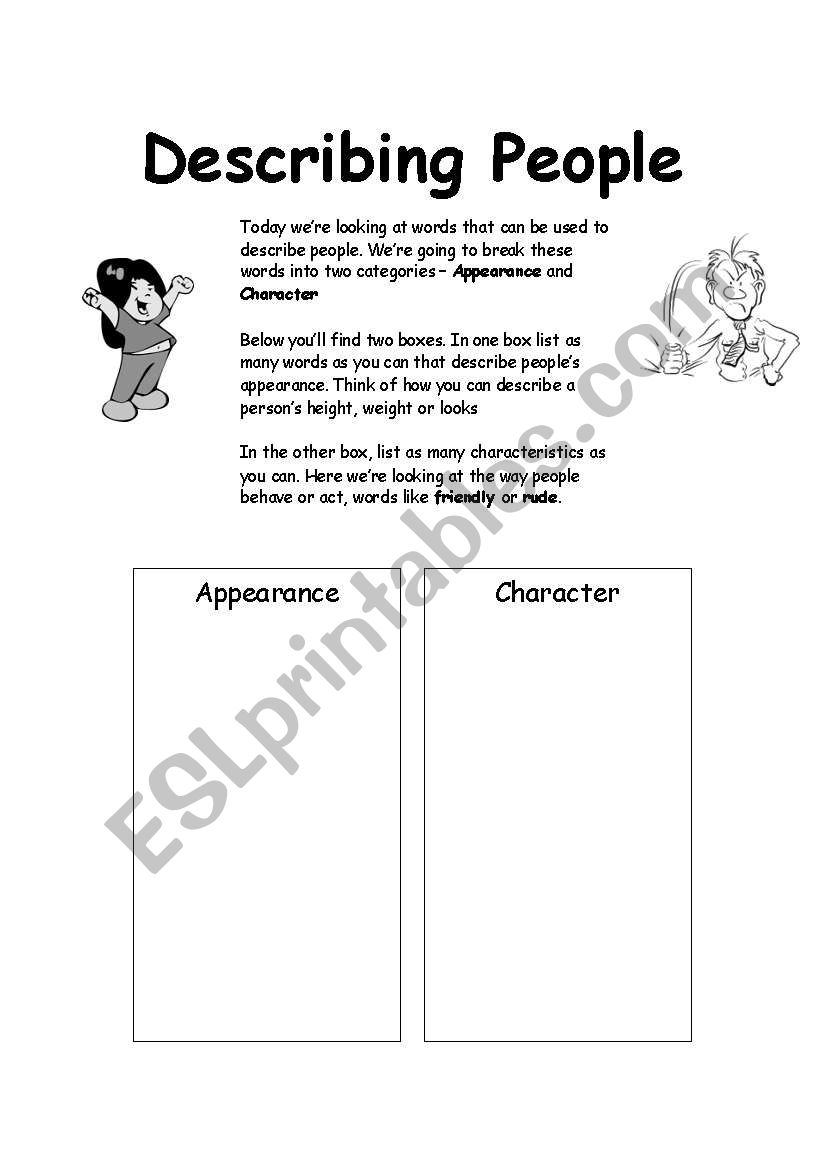 Describing People worksheet