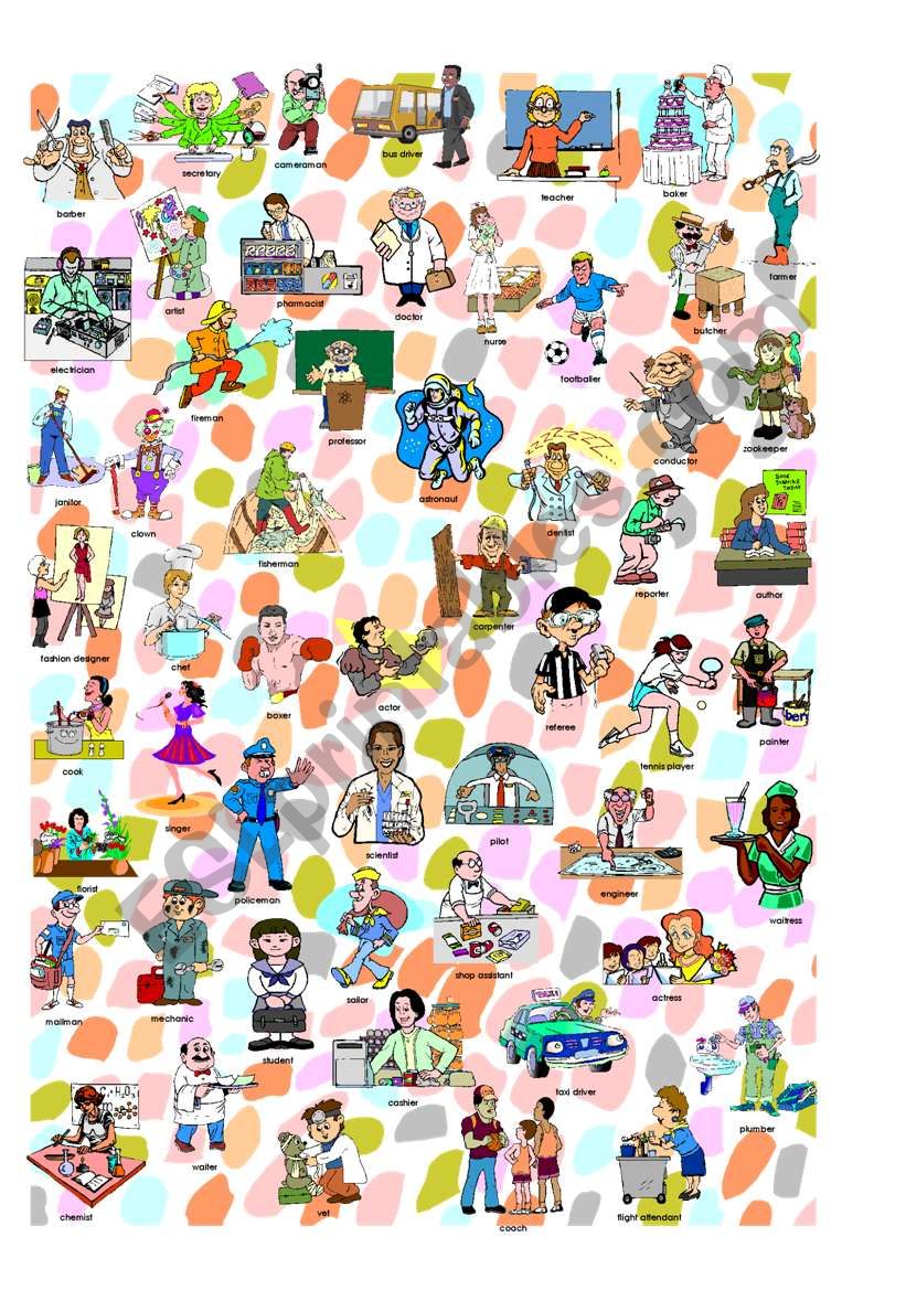 I Spy Occupations Poster And Criss Cross Worksheet Words And Pictures Esl Worksheet By David Lisgo