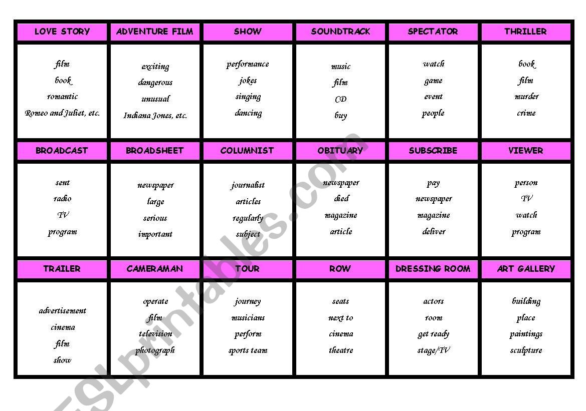 Taboo cards-culture - ESL worksheet by the globe
