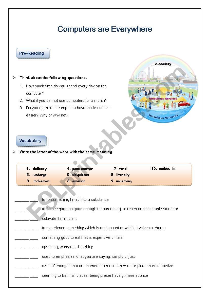 Ubiquotous Computing worksheet