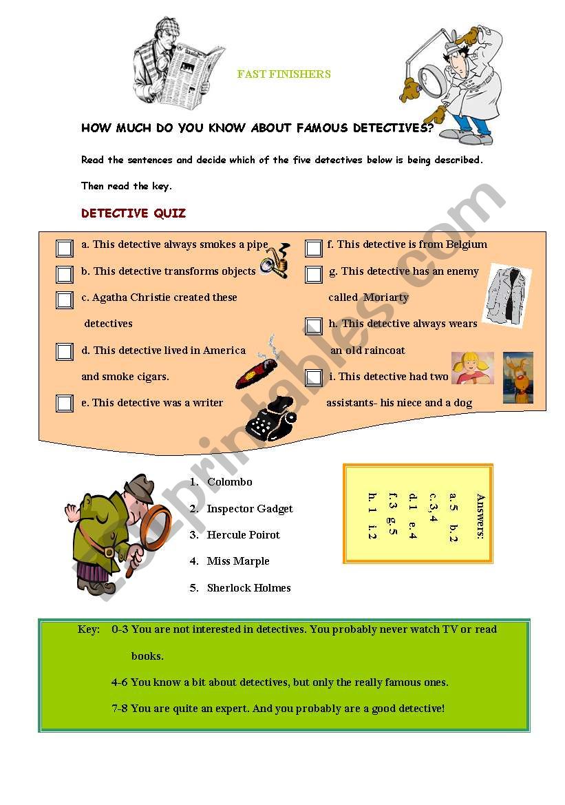 DETECTIVE QUIZ worksheet