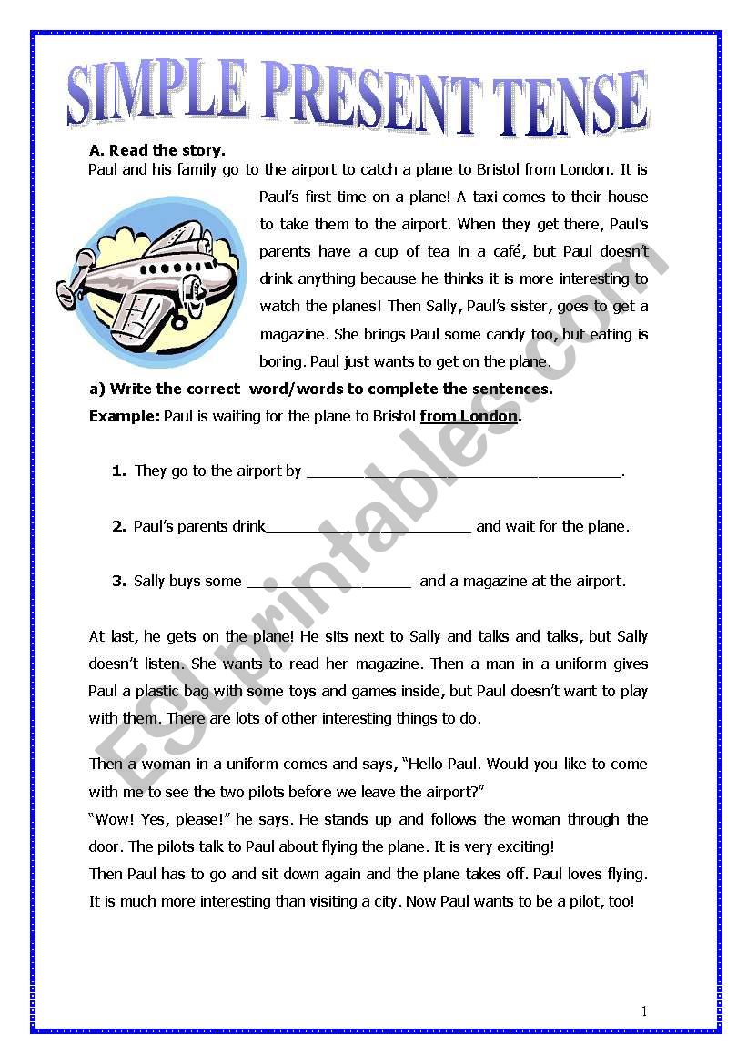 3 pages simple present tense worksheet