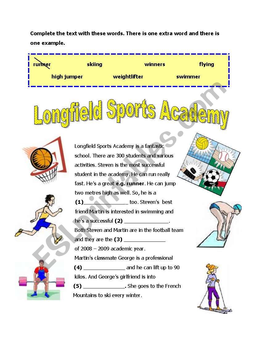 sports academy worksheet