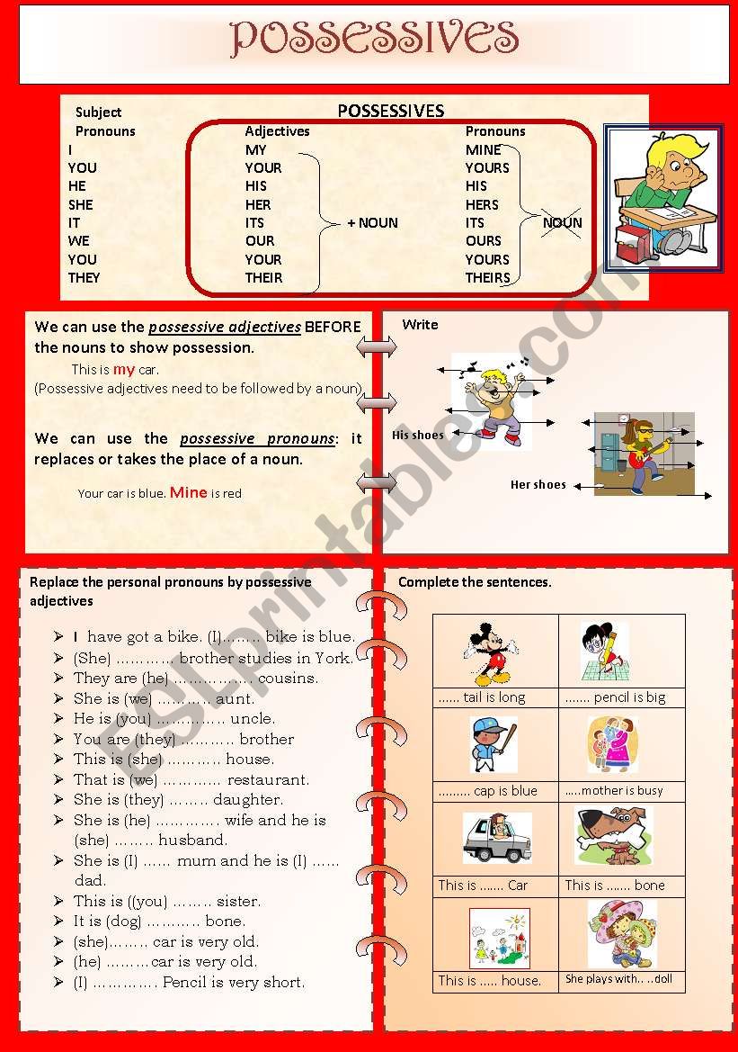 POSSESSIVES worksheet