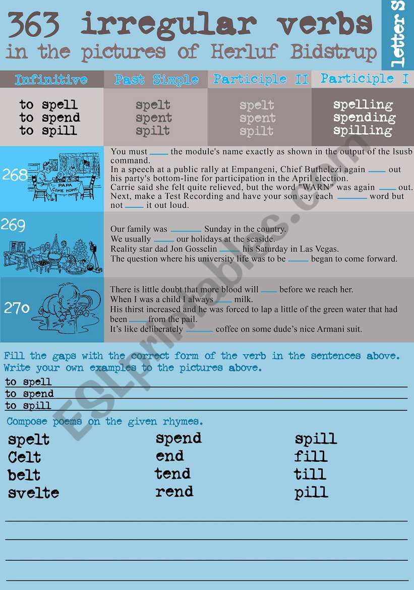 363 Irregular verbs in the pictures of Herluf Bidstrup