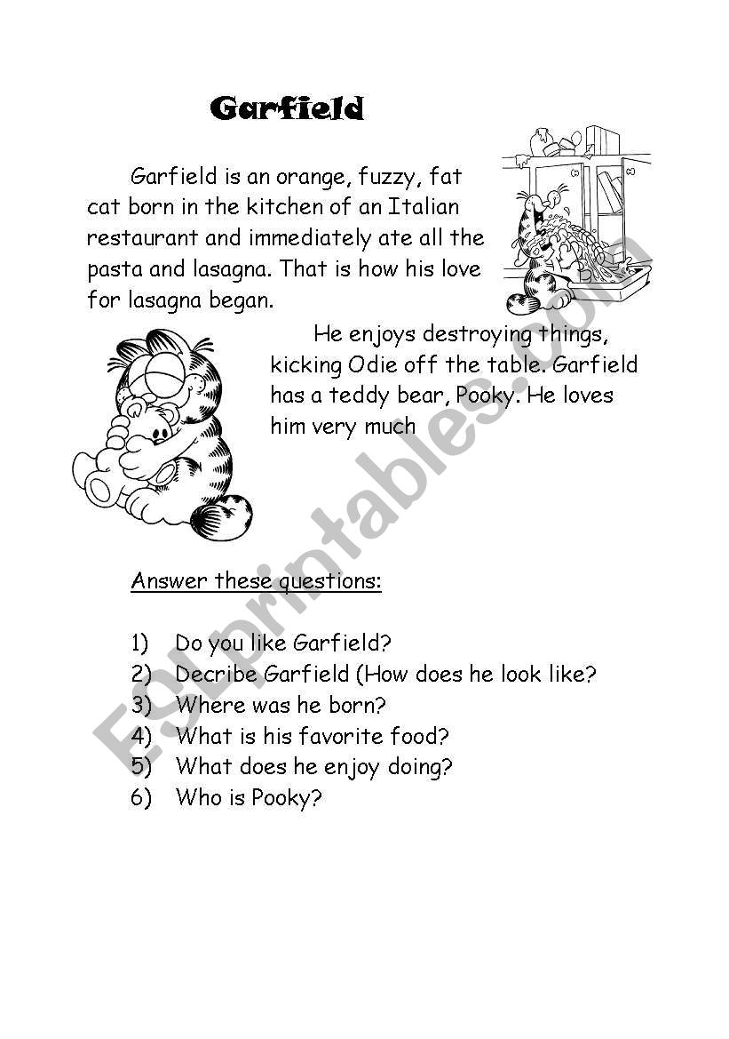 Garfield worksheet