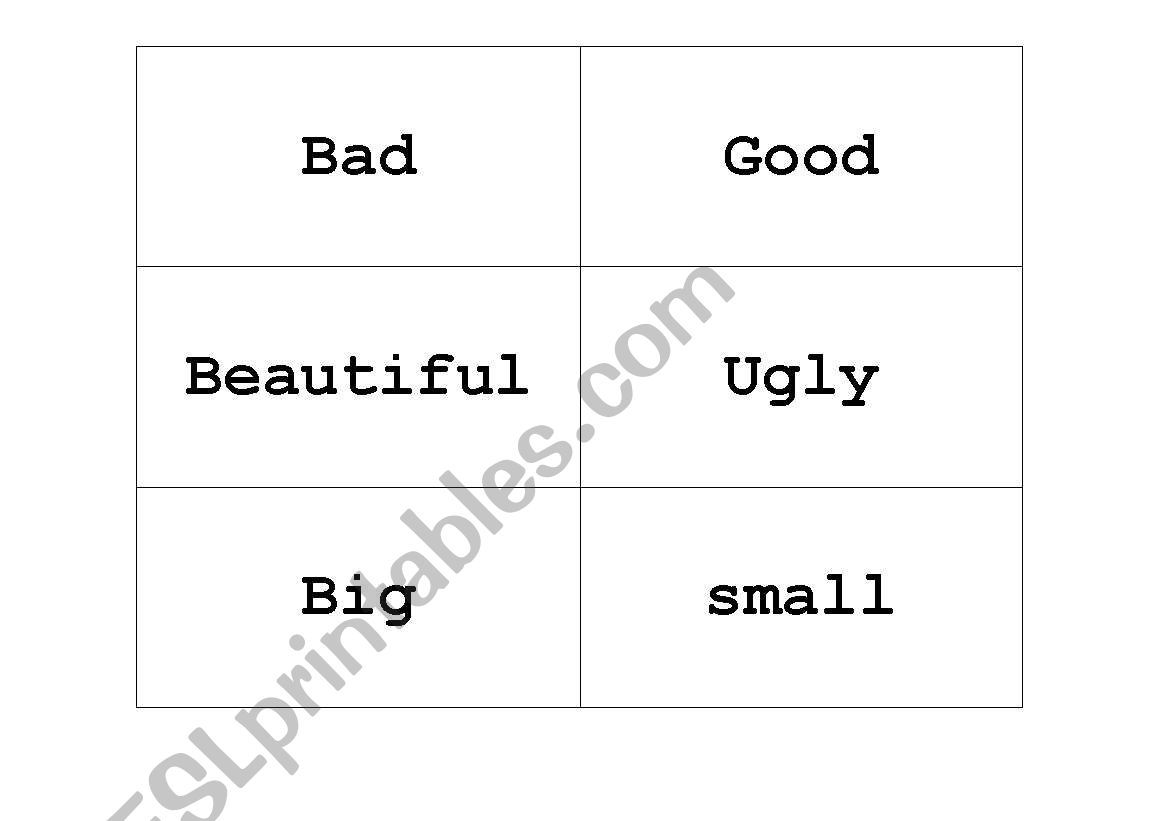 Opposing adjectives worksheet