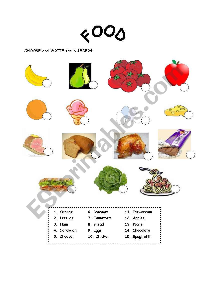 food worksheet