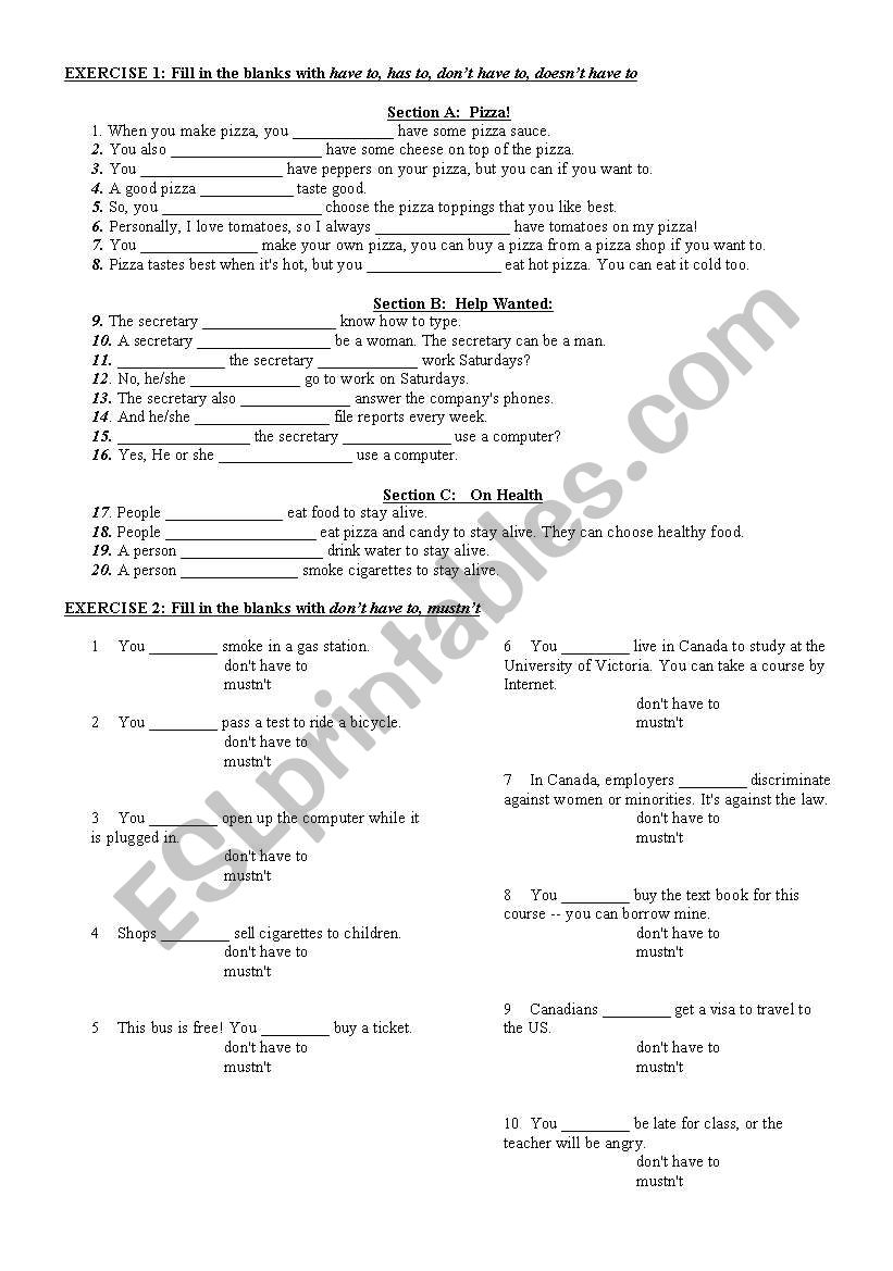 some modals worksheet