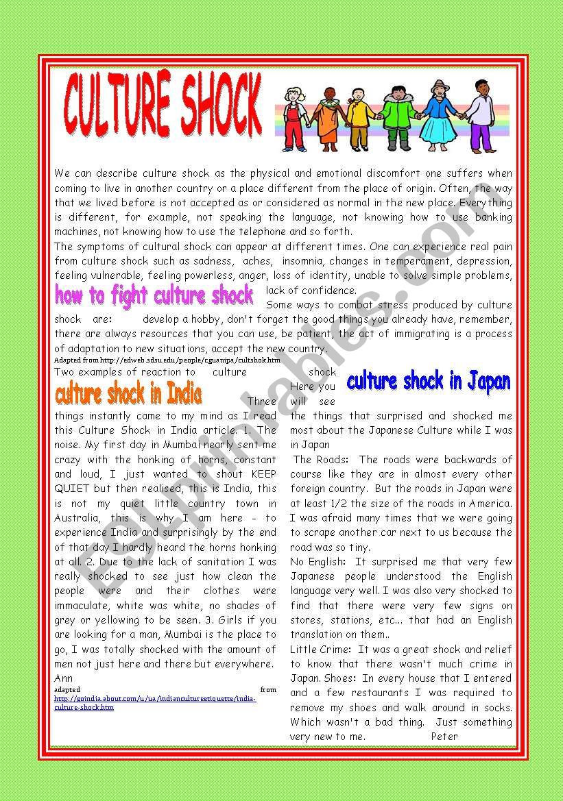 CULTURE SHOCK worksheet