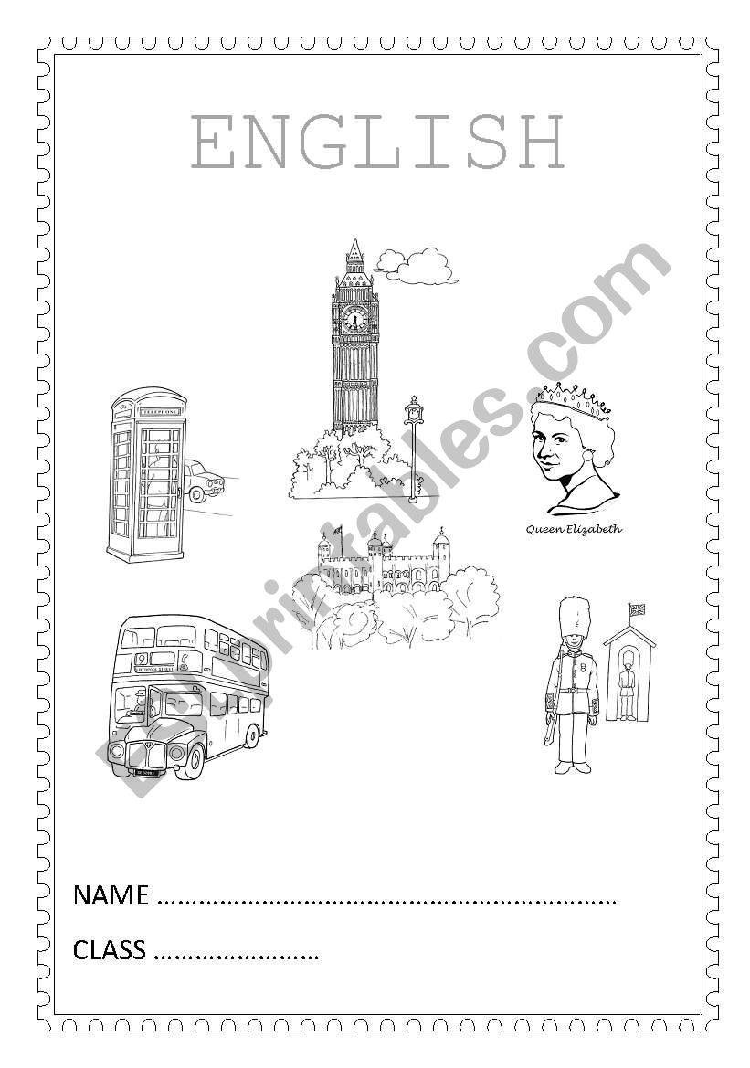 English notebook cover worksheet