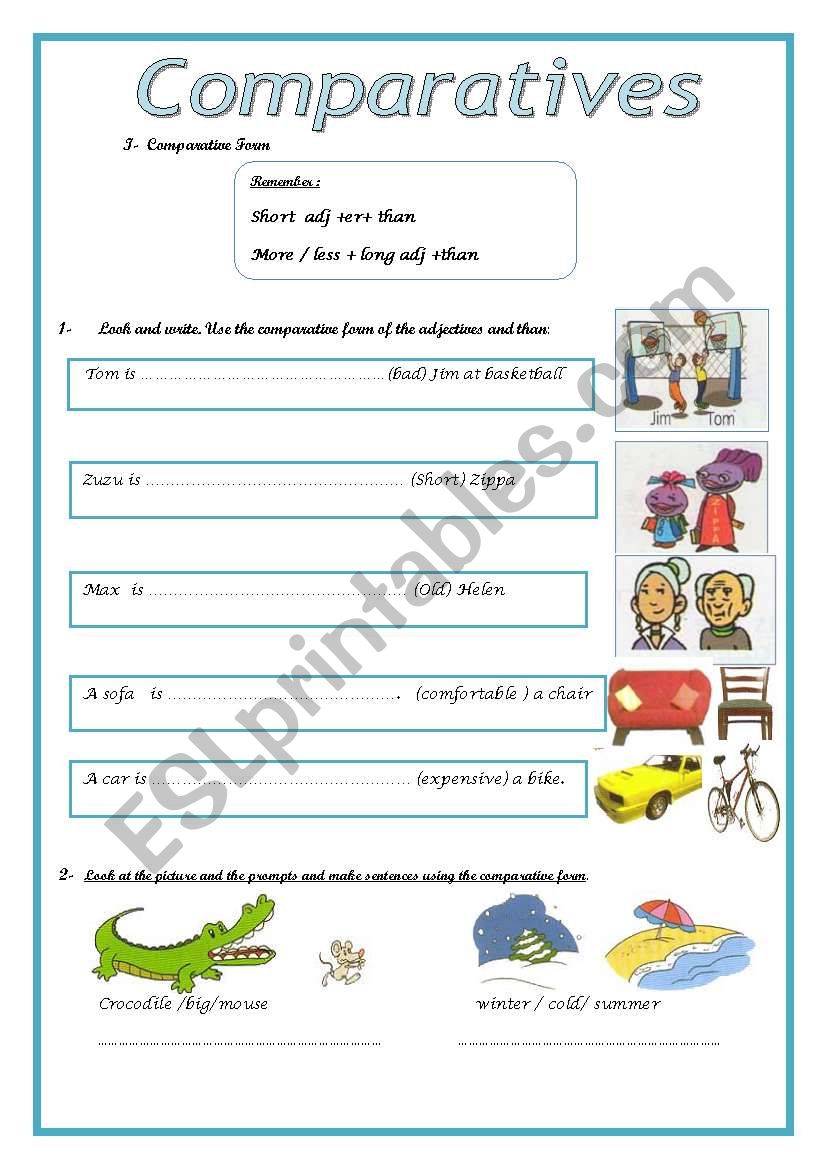 comparatives  worksheet