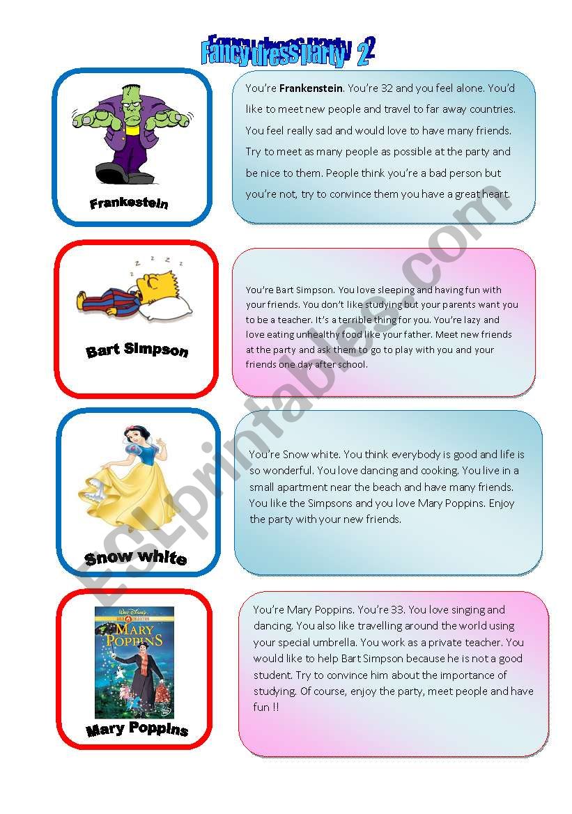 Fancy Dress Party worksheet