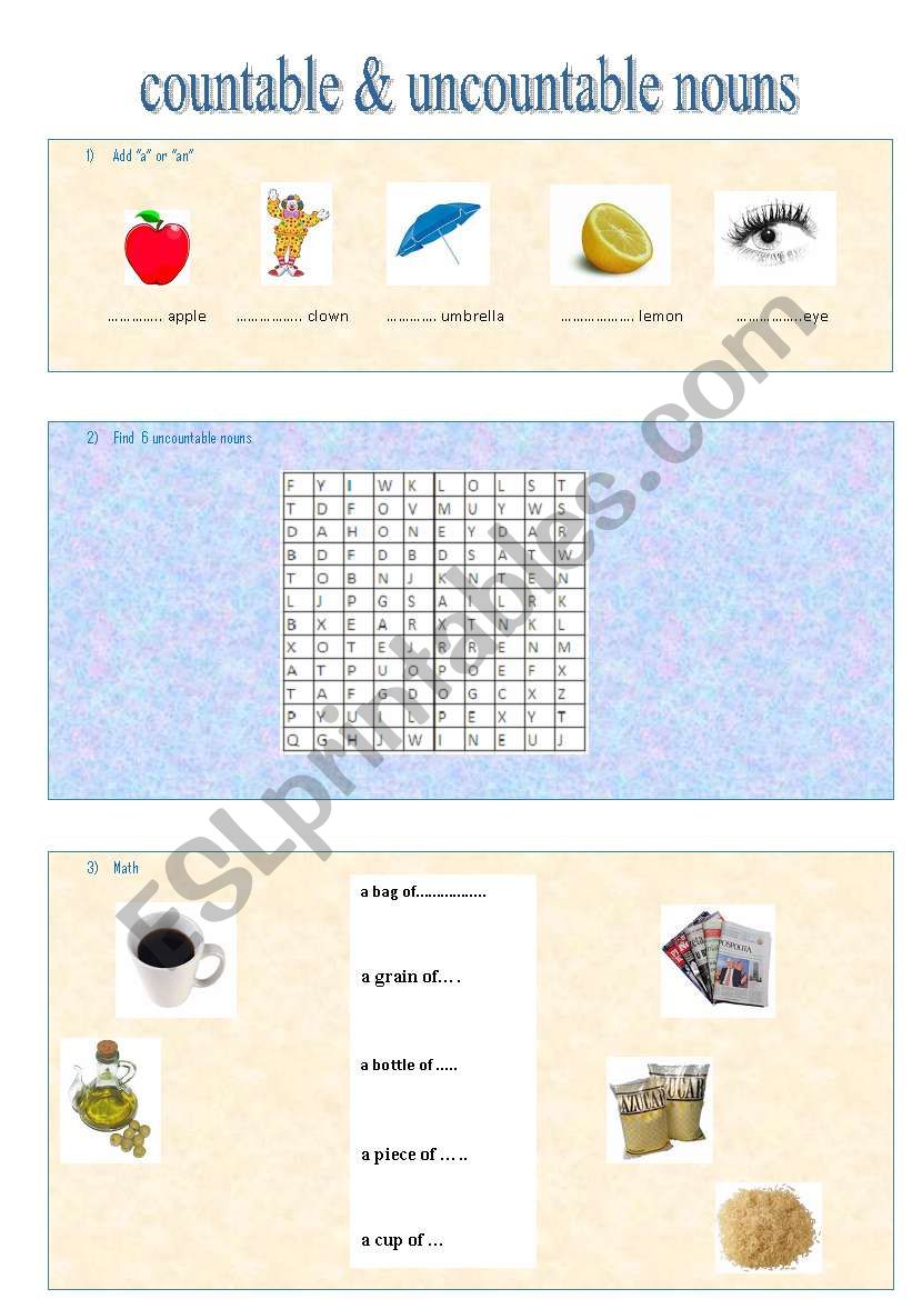 countable and uncountable nouns