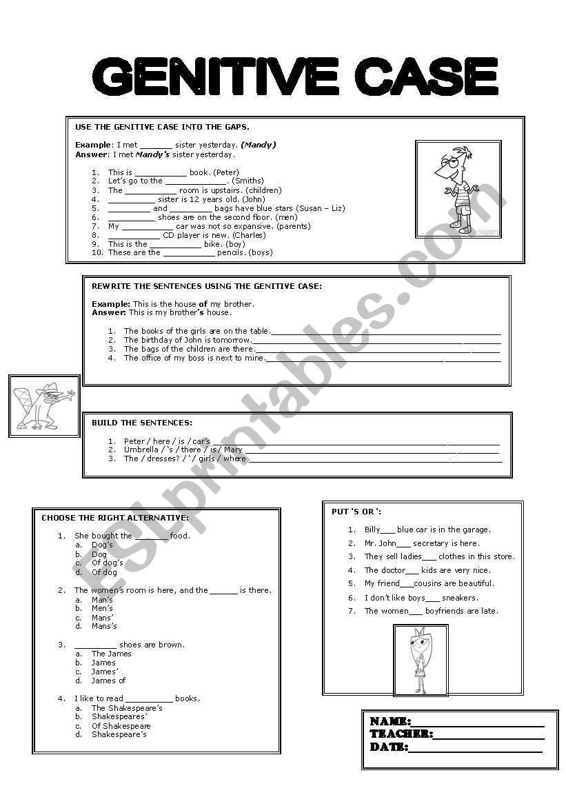 Genitive Case worksheet