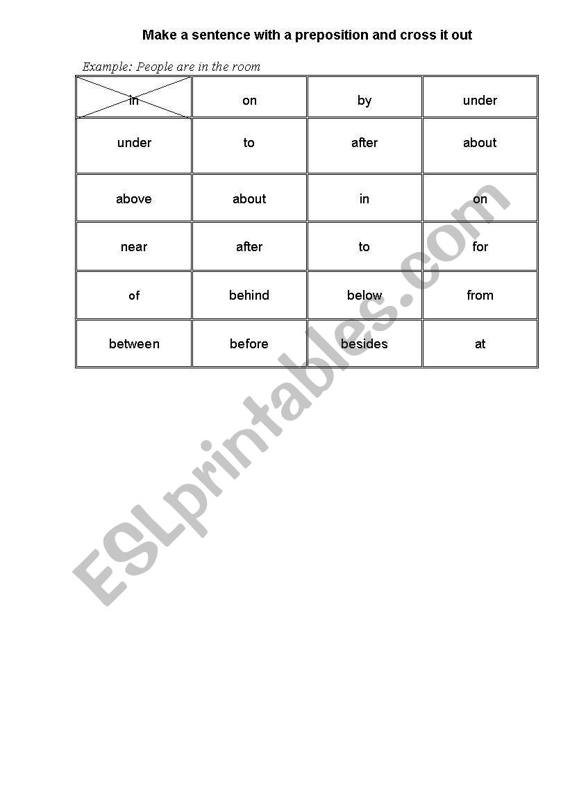 Prepositions worksheet