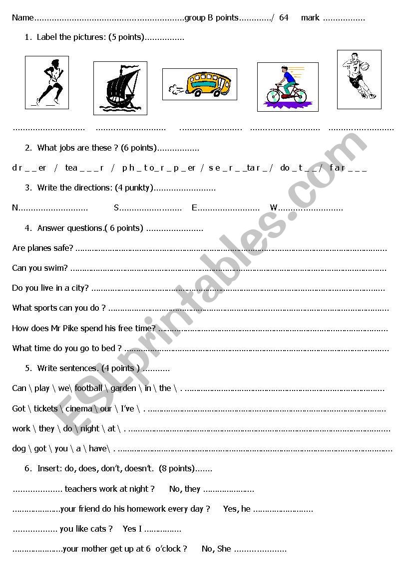 Bingo 4 test group B (lessons 21-25)