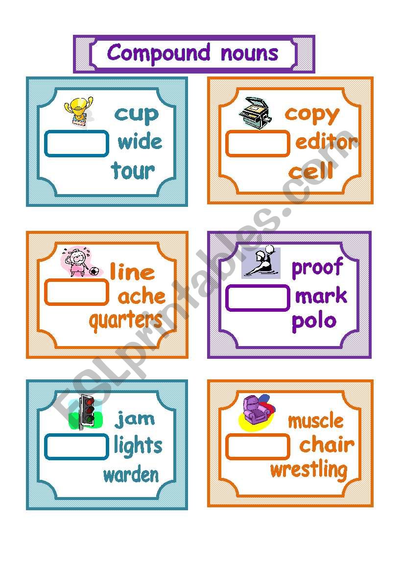 Compound nouns (set 1)  - 2 pages with key