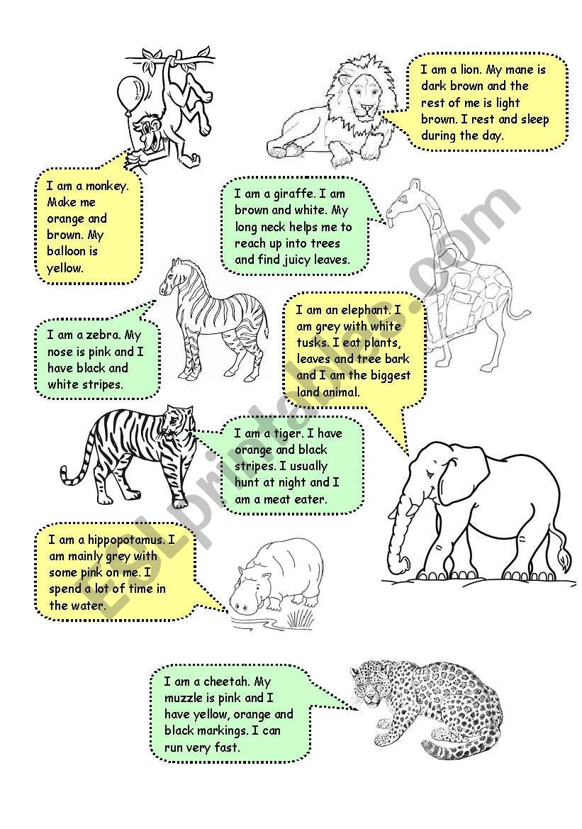 zoo animals esl worksheet by ritawi