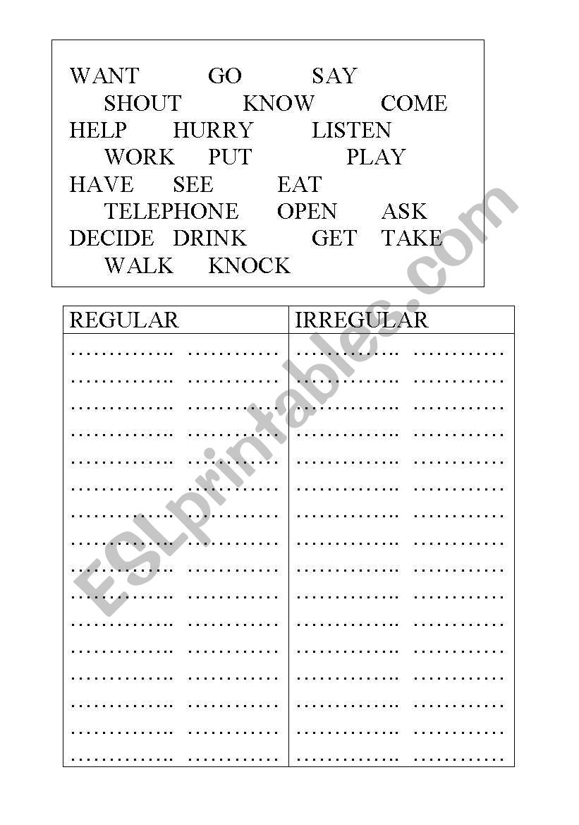 Past simple worksheet