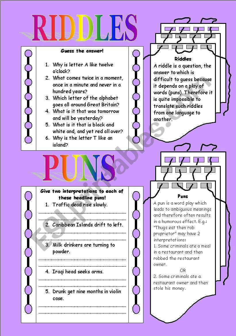 Spot the puns!!! worksheet