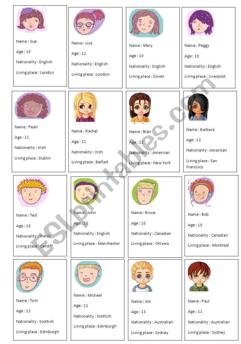 whoÂ´s who game worksheet