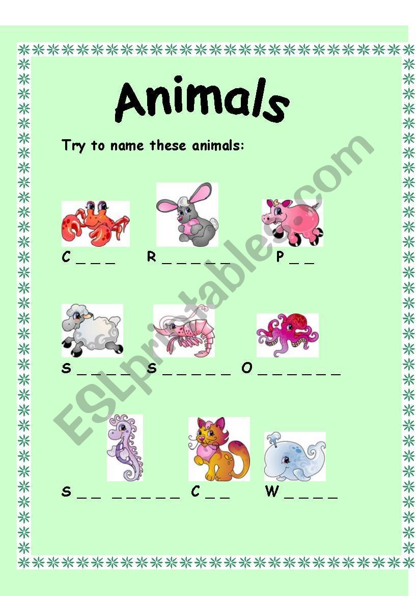 Animals  worksheet