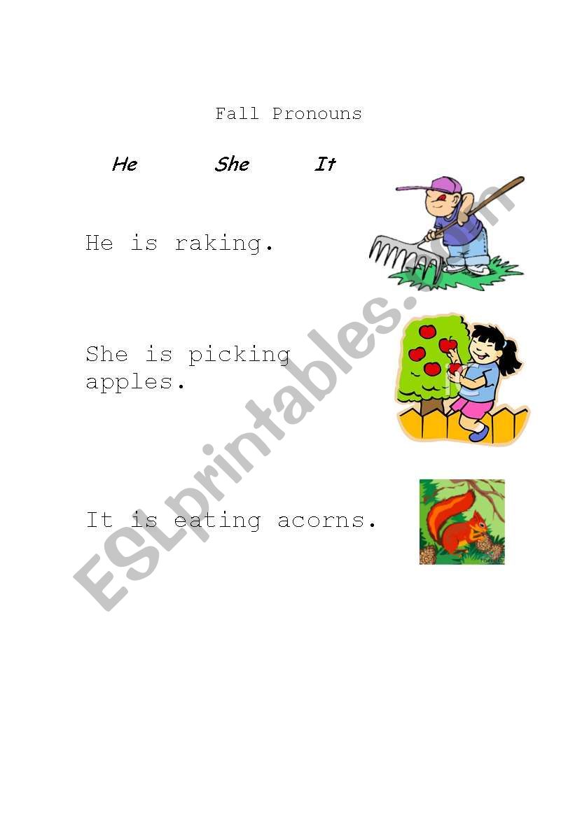 Fall Pronouns worksheet