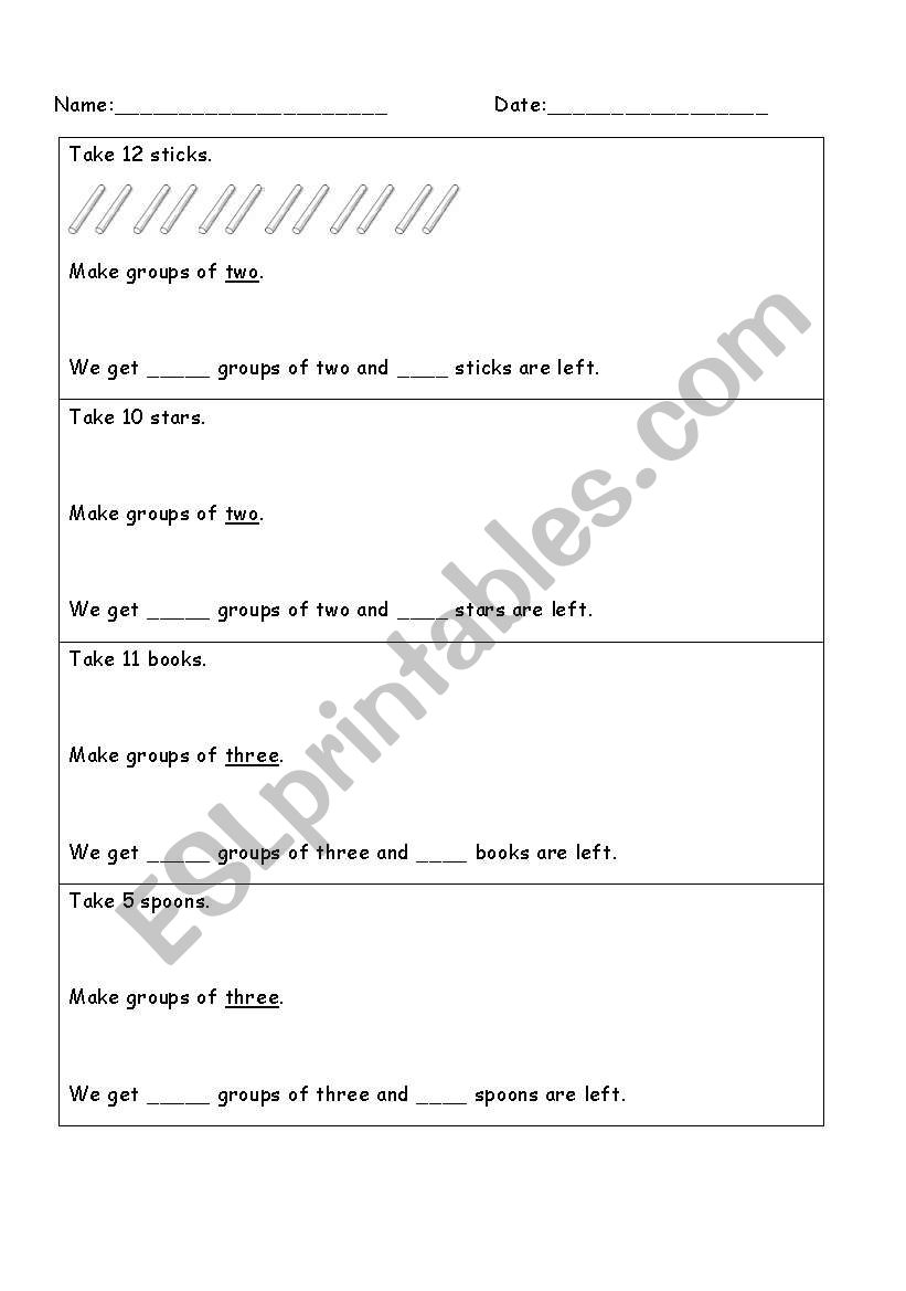Grouping -Place value worksheet