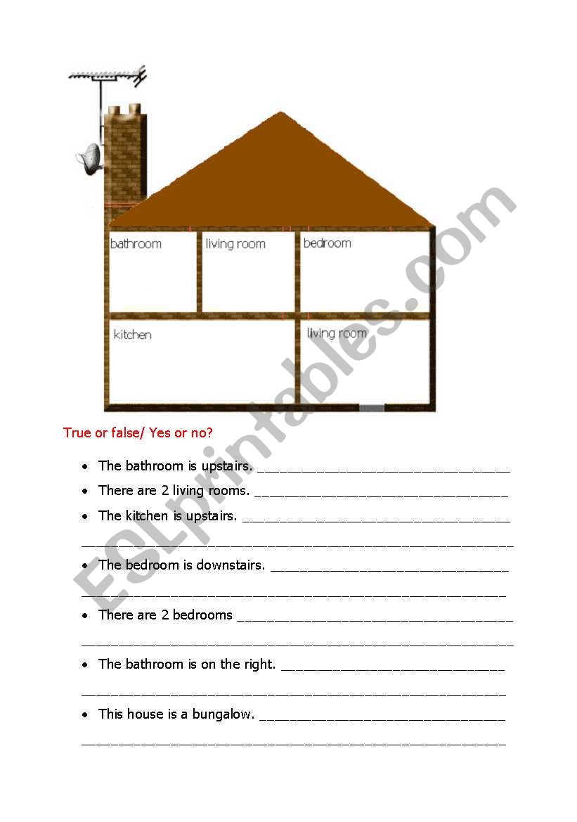 Describing rooms in a home worksheet