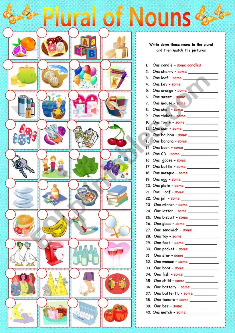 Plural of nouns worksheet