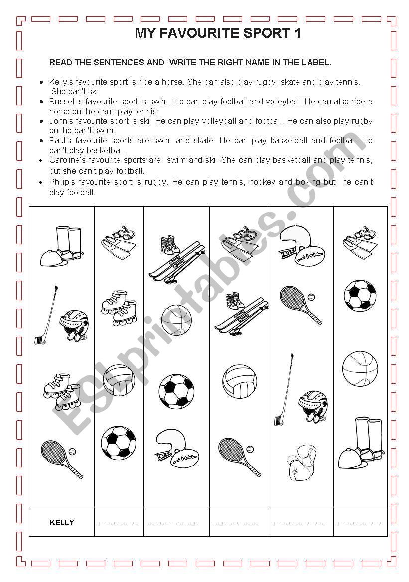 MY FAVOURITE SPORT 1 worksheet