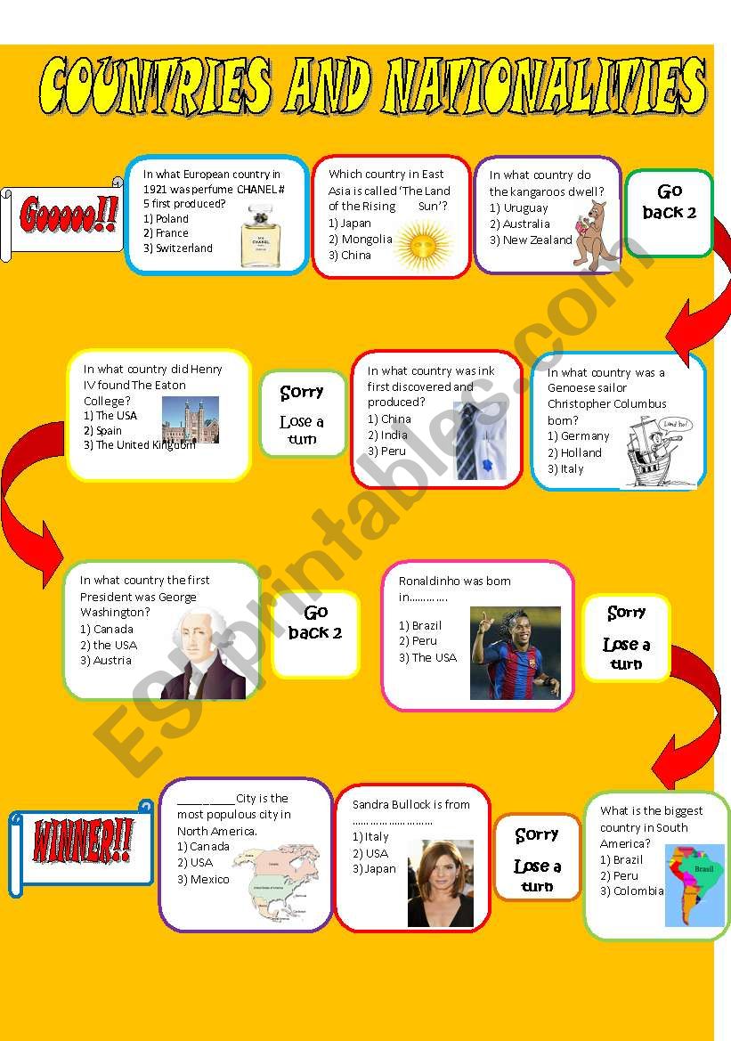 countries  and  nationalities worksheet