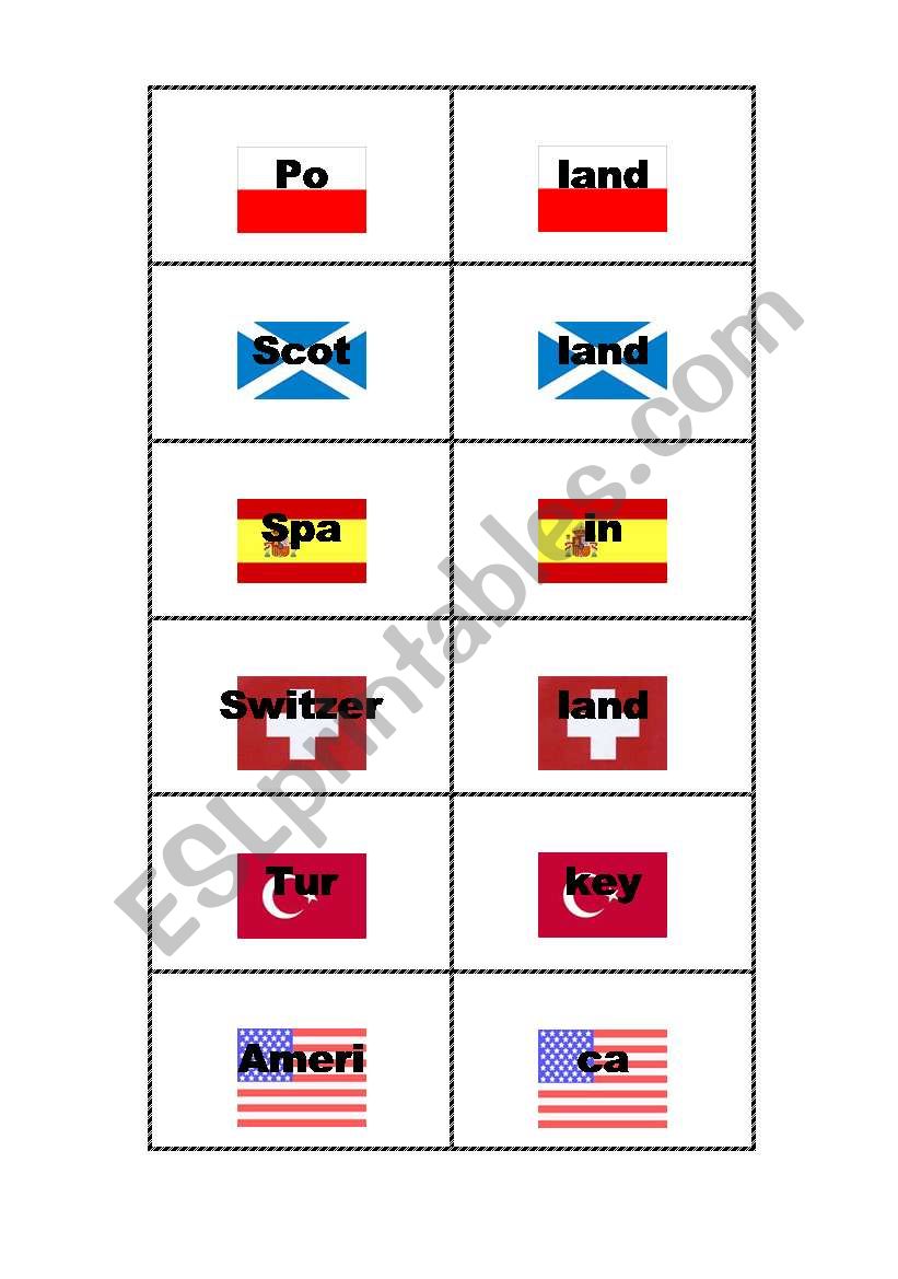 Countries and nationalities  - memory game