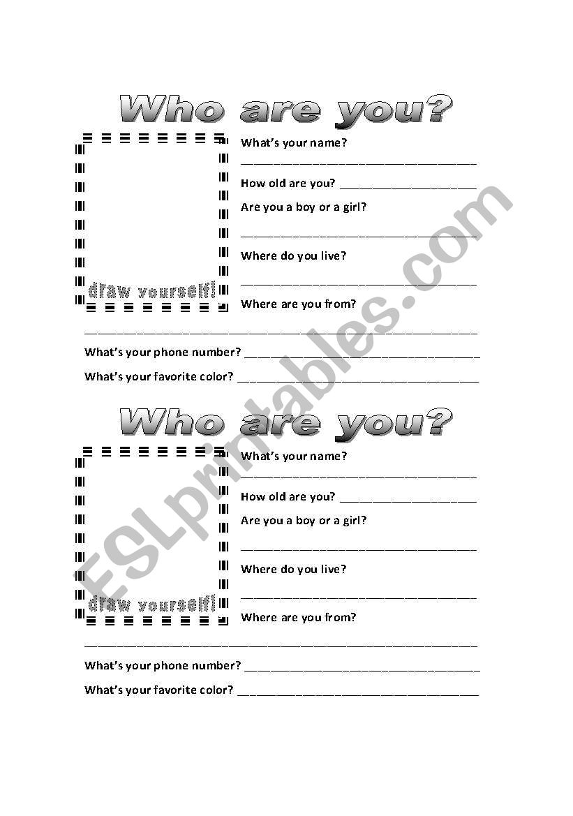 Who are you? worksheet