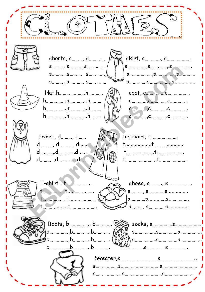 CLOTHES worksheet