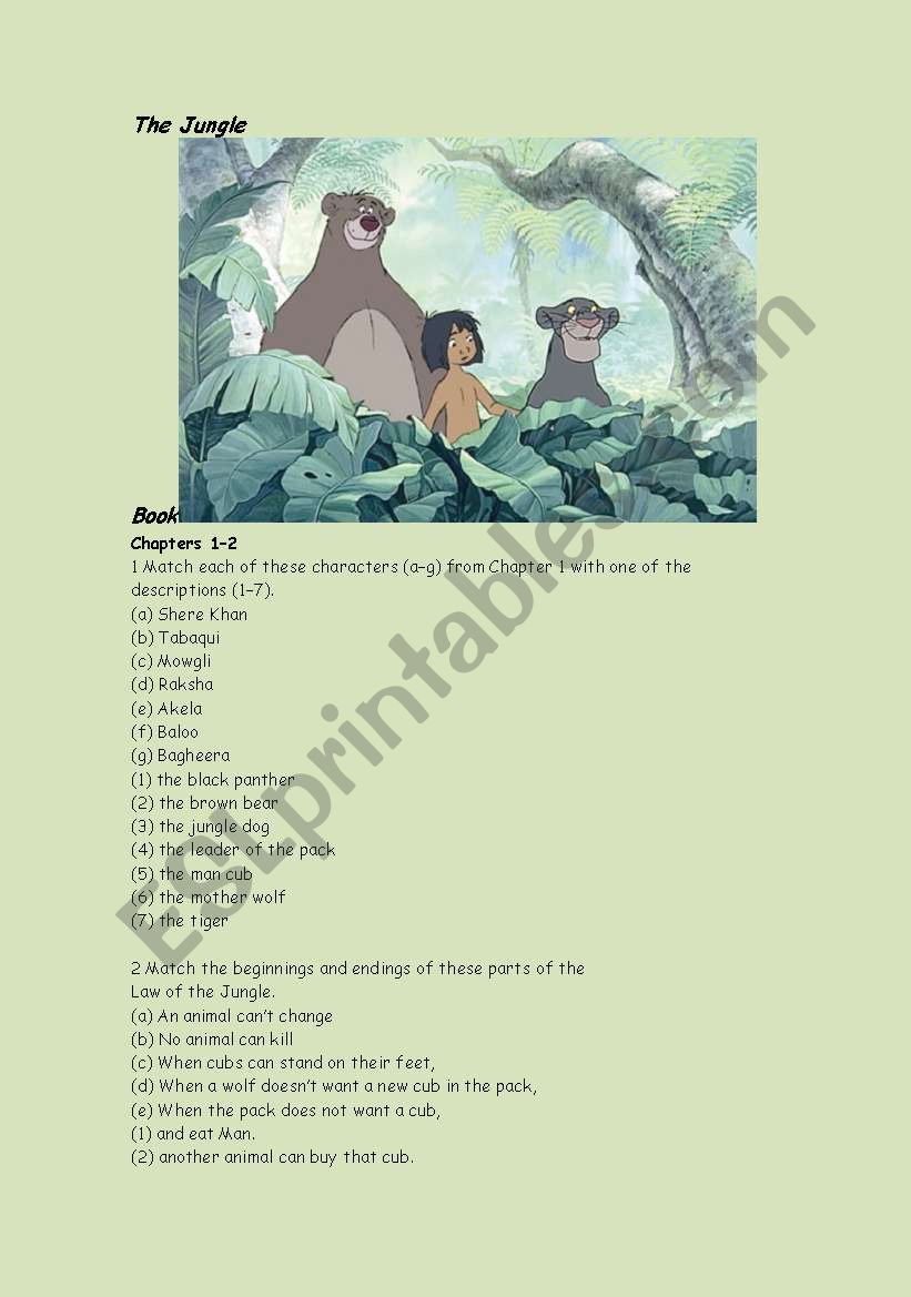 The Jungle Book worksheet