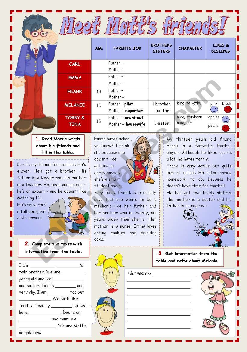 MEET MATTS FRIENDS! worksheet