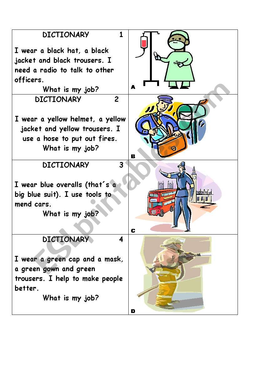 dictionary with pictures worksheet
