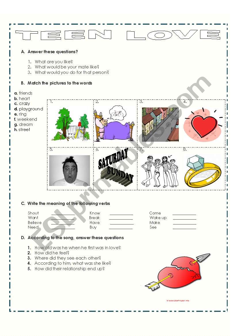 Teen Love worksheet