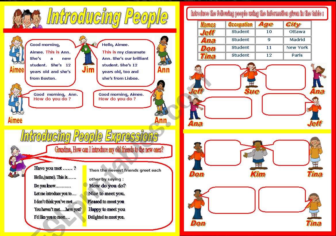 Introducing people worksheet