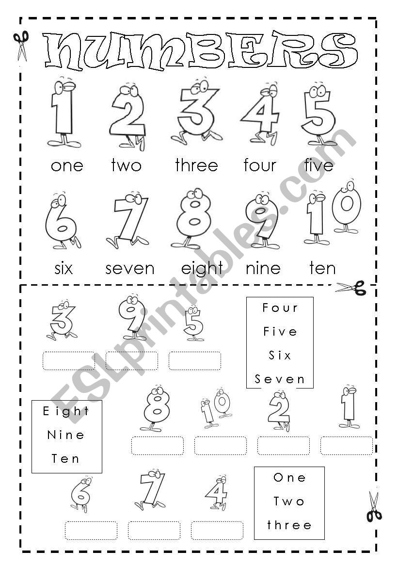 Numbers (1-10) MATCHING - FULLY EDITABLE 1/2