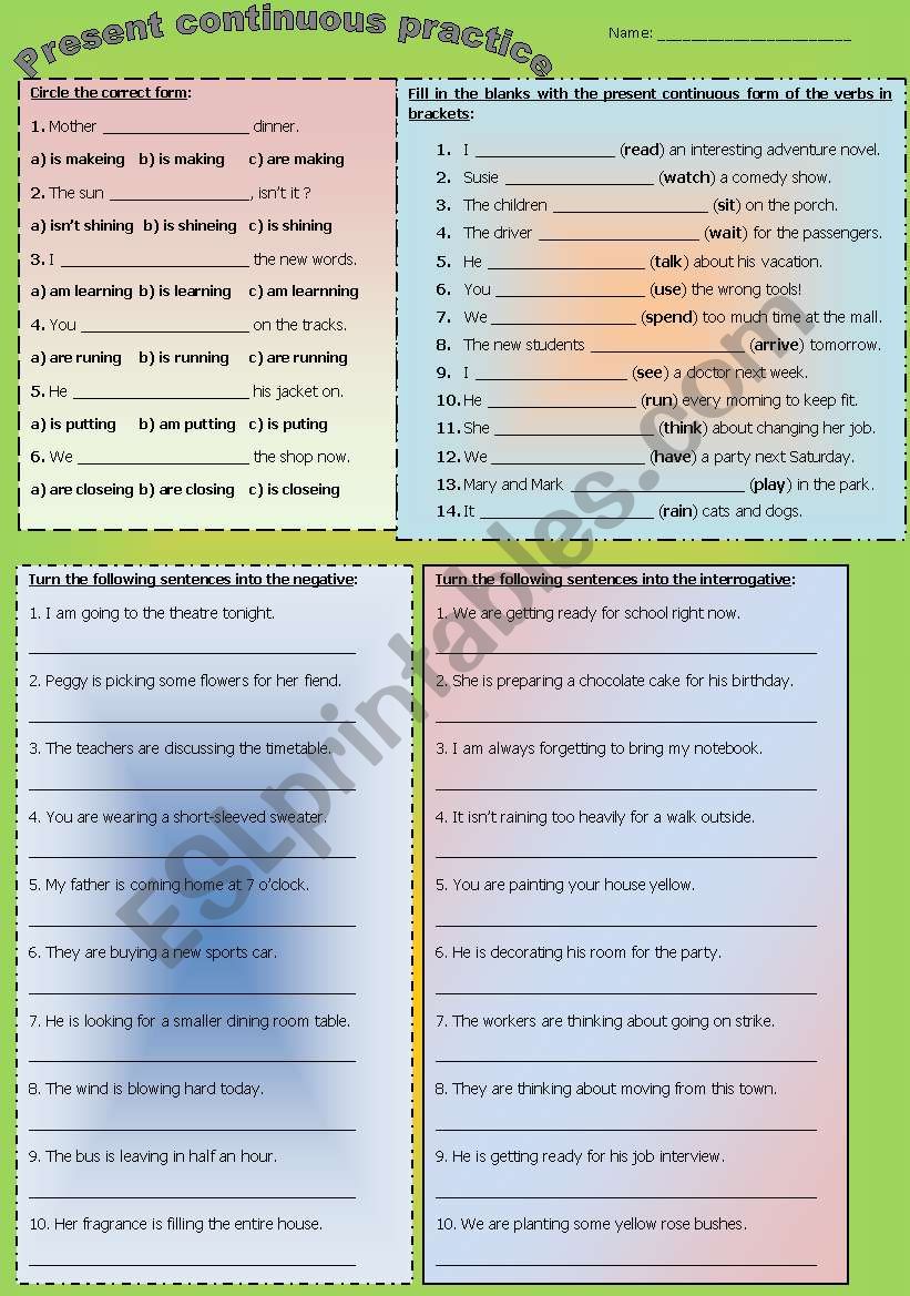 Simple Present Practice worksheet